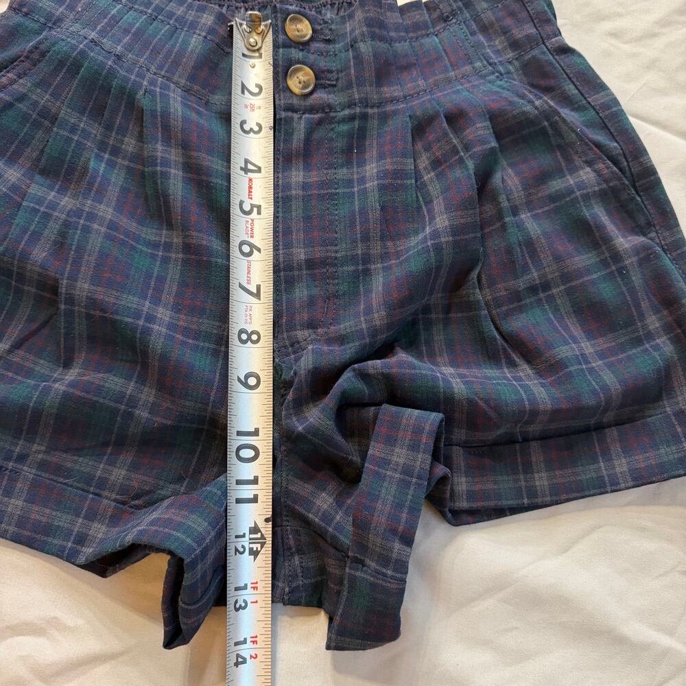 American Eagle Plaid Navy High Rise Shorts Women’s Size 6 NWT - Picture 8 of 11